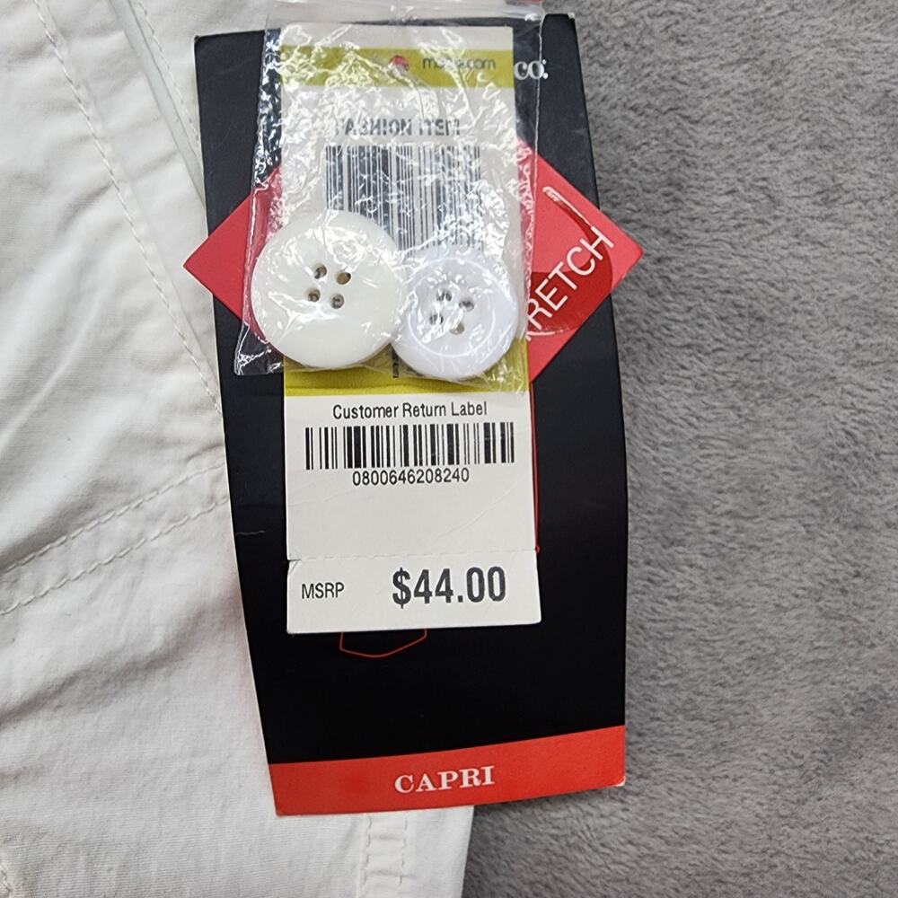 NWT Style Co Womens Capris 14 White Cargo Pockets Pull Tie Hem Summer Beach - Picture 8 of 13